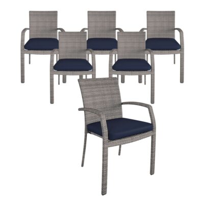 Cosco Lakewood Ranch Steel and Wicker Dining Chairs 6 PK Primary Color Gray Material Multiple Width 22.44 in