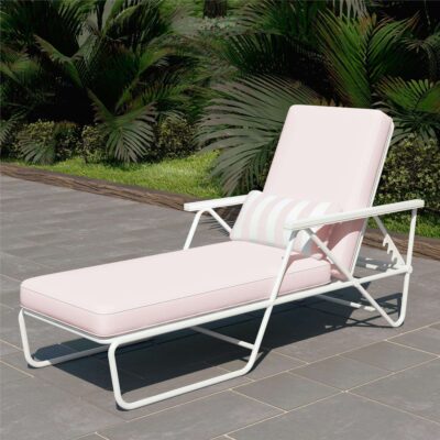 Novogratz Connie Outdoor Chaise Lounge Pink Primary Color Pink Material Steel Width 22 in