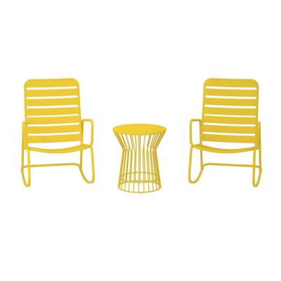 Novogratz Roberta Outdoor Indoor Rocker Set 3 Pc Yellow Pieces qty 3 Primary Color Yellow Seating Capacity 2