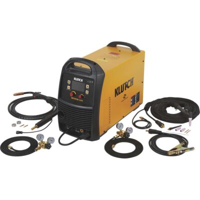 Klutch Inverter Powered Multi Process Welder with LCD MIG Torch and Lift Start TIG Torch Inverter MIG Flux Cored Stick and TIG 230V 15 250 Amp Output