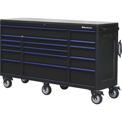 Montezuma 72in x 20in 16 Drawer Rolling Tool Cabinet 72 5 8inW x 20 1 8inD x 41 1 8inH Black