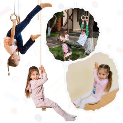 2in1 Swings Set: Round Disc Swing + Gymnastic Rings