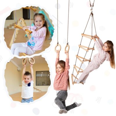 2in1 Swings Set: Triangle rope ladder + Gymnastic rings