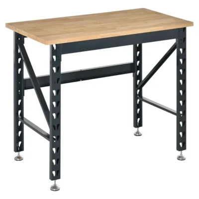 45″ Workbench, Solid Wood Tabletop Workstation, Work Table with Four Adjustable Foot Pads, Weight Capacity 1100 Lbs