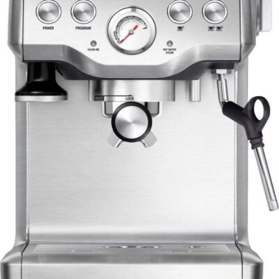 Breville – the Infuser Manual Espresso Machine with 15 bars of pressure, Milk Frother and Water filtration – Silver