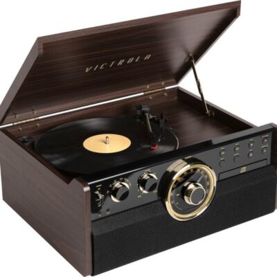 Victrola – Empire Bluetooth 6-in-1 Record Player – Gold/Brown/Black