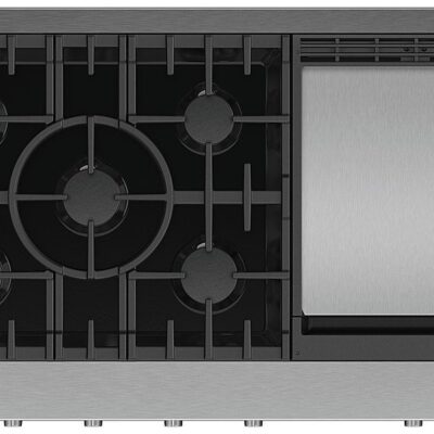 Fisher & Paykel – 48 in Professional LP Gas Rangetop 5 Burners with Griddle – Stainless Steel