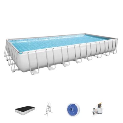 Bestway Power Steel 18 x 9 x 48 Rectangular Above Ground Pool Set