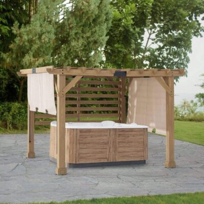 SummerCove 11 ft. x 10 ft. Tan Cedar Frame Wood Pergola with Adjustable Canopy