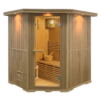 Aleko Canadian Hemlock 4 Person Wet Dry Indoor Sauna With 4.5 KW Harvia Kip Heater