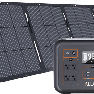 ALLWEI Solar Generator 2000W(Peak 4000W) with 1 * 200W Solar Panel, 2131Wh Portable Power Station, 6 PD100W USB, 4 AC Outlet