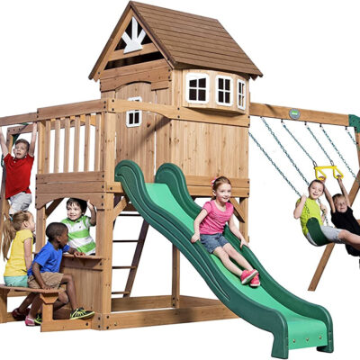 Backyard Discovery Montpelier All Cedar Wood Playset Swing Set