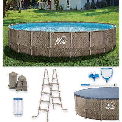 Blue Wave 24-ft Round 52-in Deep Dark Cocoa Wicker Frame Swimming Pool