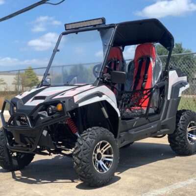 TrailMaster Challenger 200X UTV / Go kart Youth and Adult adjustable Steering Wheel and Seat, Wind Shield, Light Bar