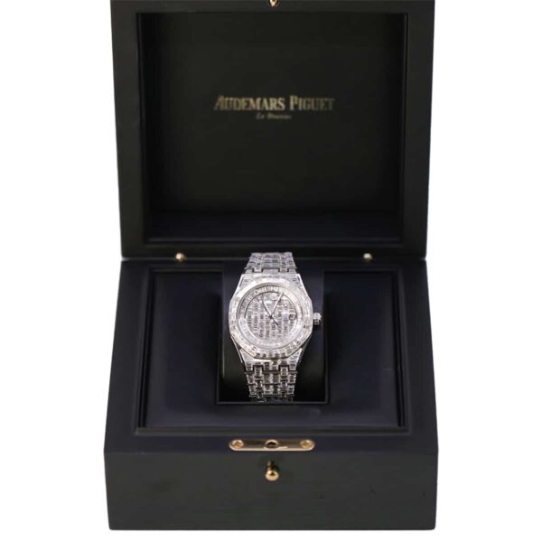 Audemars Piguet Royal Oak 15400st Chandelier Aftermarket Diamonds 18K White Gold 41mm Iced Out Watch - Image 2