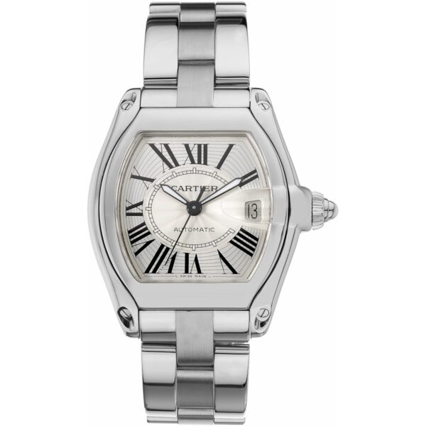 Cartier Roadster W62025V3 Silver Sunray-Effect Dial Steel Bracelet Watch