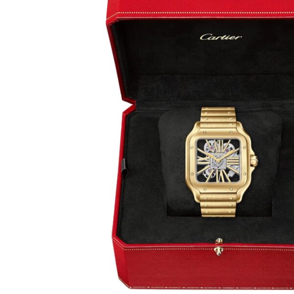 Cartier WHSA0042 Santos de Cartier Yellow Gold Skeleton Dial Large - Image 7