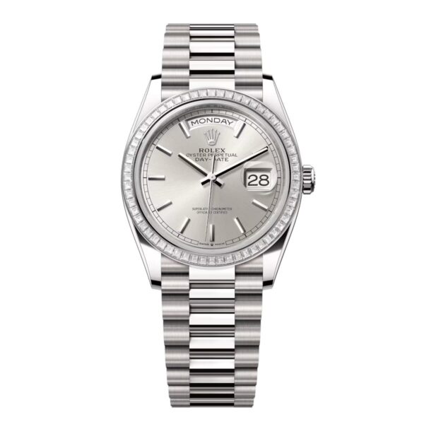 Rolex Day-Date 36mm 128399TBR-0001 Silver Dial President Bracelet