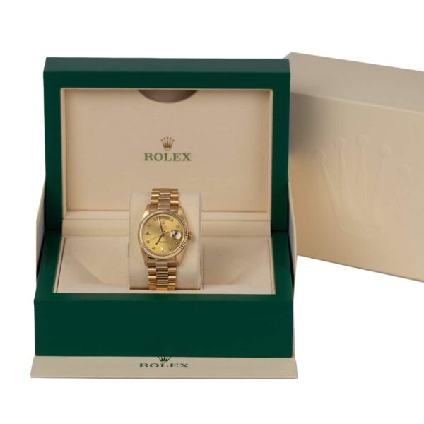 Rolex 36mm 18038 Day-Date 18K Yellow Gold Champagne Diamond Dial Watch - Image 7