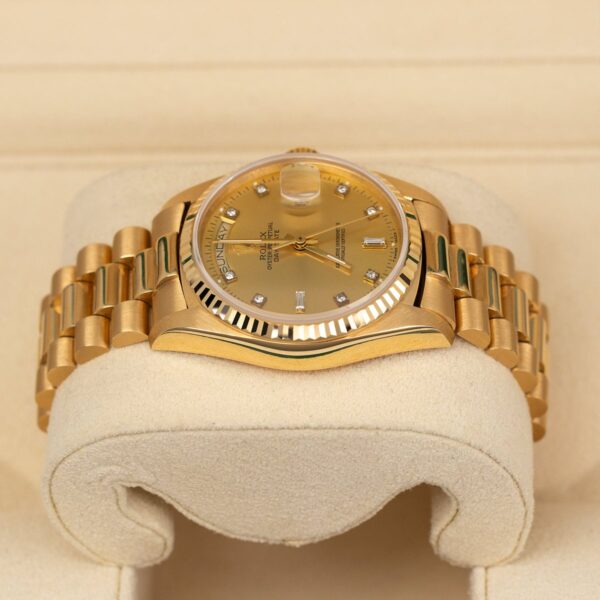 Rolex 36mm 18038 Day-Date 18K Yellow Gold Champagne Diamond Dial Watch - Image 4