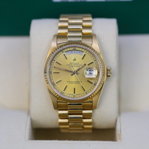 Rolex 36mm 18038 Day-Date 18K Yellow Gold Champagne Dial Watch - Image 2