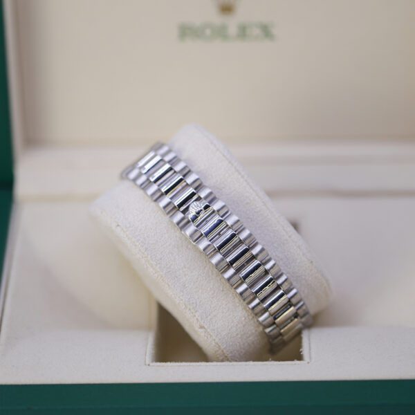 Rolex 18049 Day-Date 36mm Aftermarket Silver Diamond Dial, Lugs and Bezel 18K White Gold Watch - Image 5