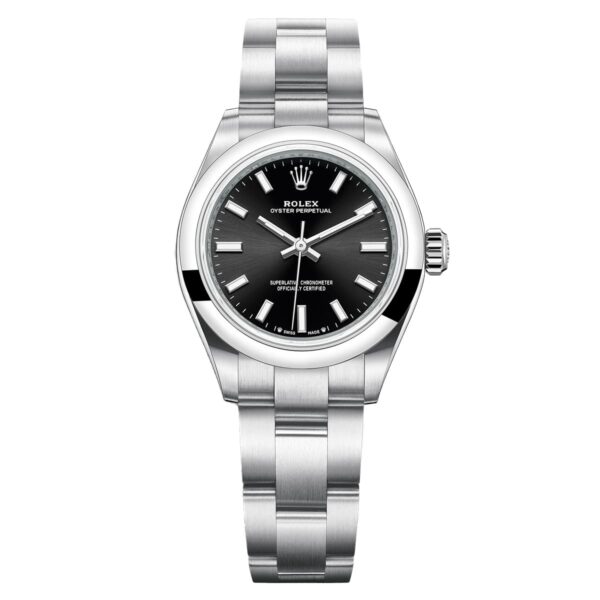 Rolex 276200-0002 Oyster Perpetual 28mm Black Dial Oyster Stainless Steel Bracelet