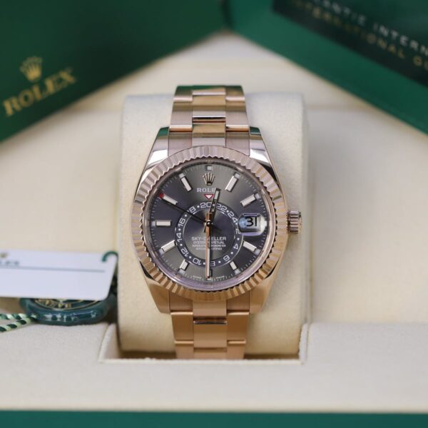 Rolex Sky-Dweller 326935-0007 Everose Gold Dark Rhodium Index Dial Watch - Image 3