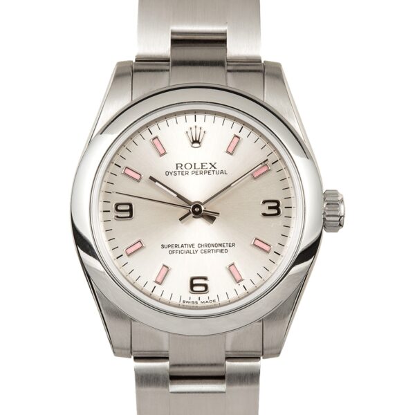 Rolex Oyster Perpetual 177200-1 Silver Arabic Dial with Luminescent Markers 31mm Watch